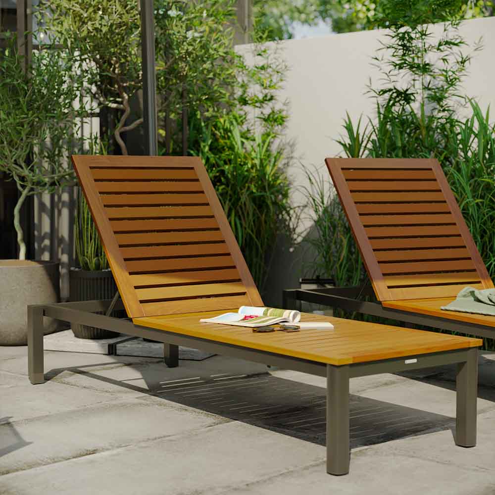 Sunbed wood aluminum Oris