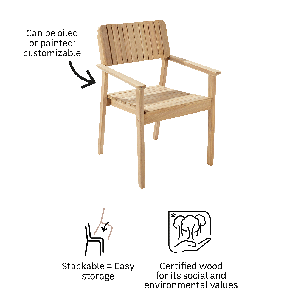 Dining armchair acacia Atlas