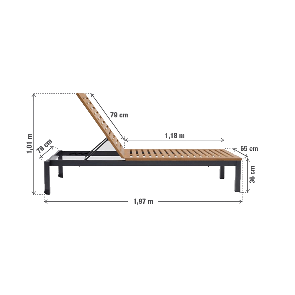 Sunbed wood aluminum Oris