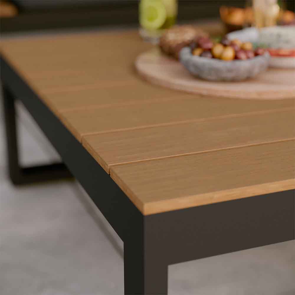 Coffee set aluminum wood effect Clara 5 seaters