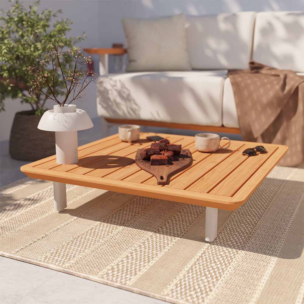 Coffee table teak aluminum Duna 83,5x83,5 cm square