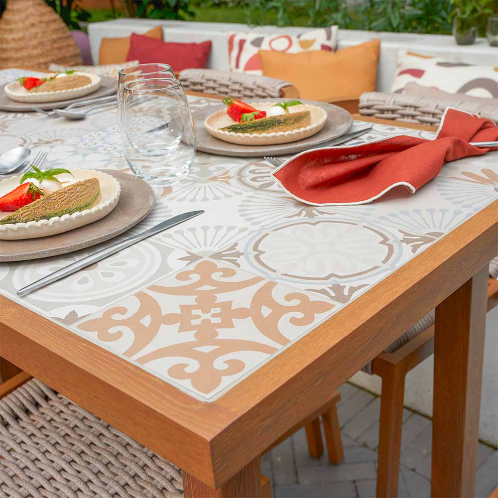 High dining table aluminum ceramic Gaia 4 seaters wood effect