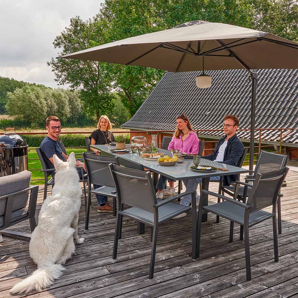 Dining armchair aluminum and textilene anthracite Lyra