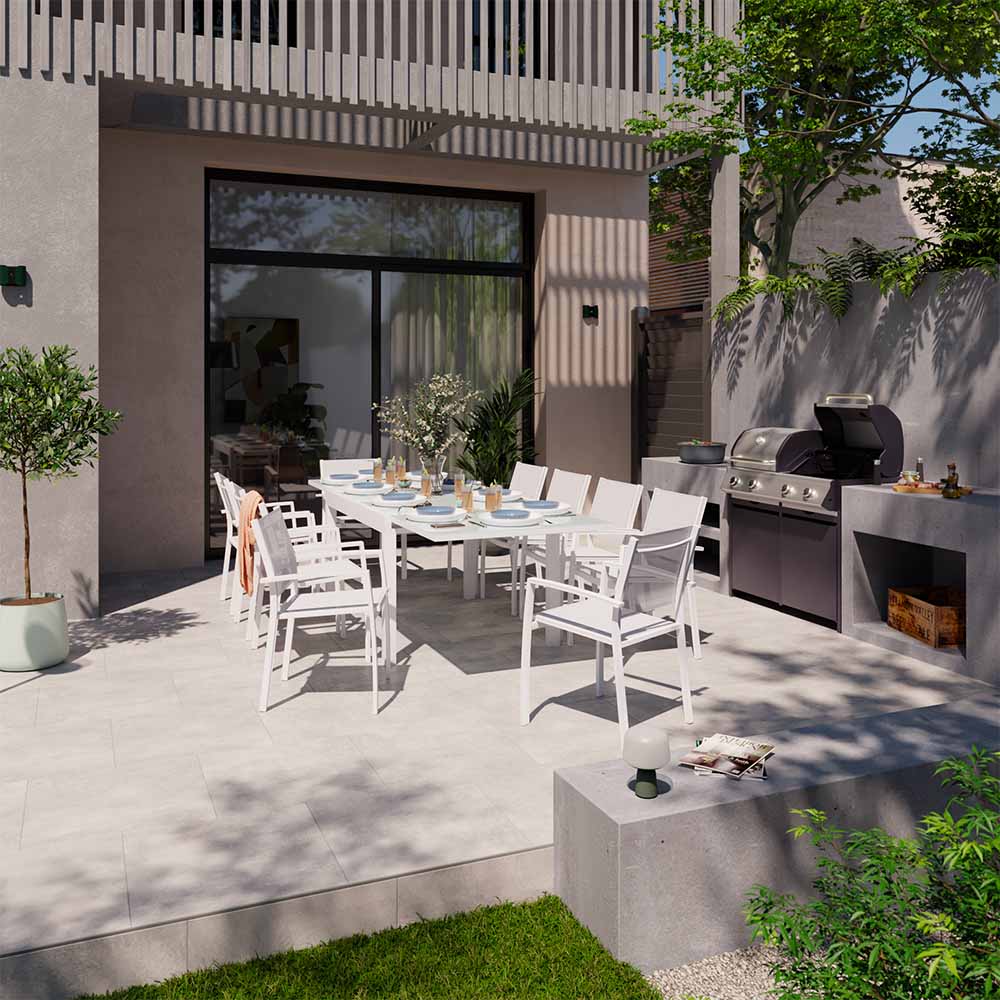 Dining armchair aluminum and textilene white Lyra
