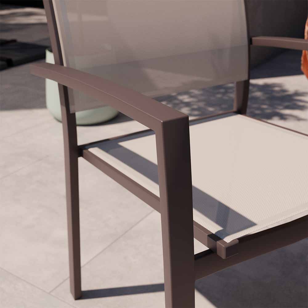 Dining armchair aluminum and textilene moka Lyra