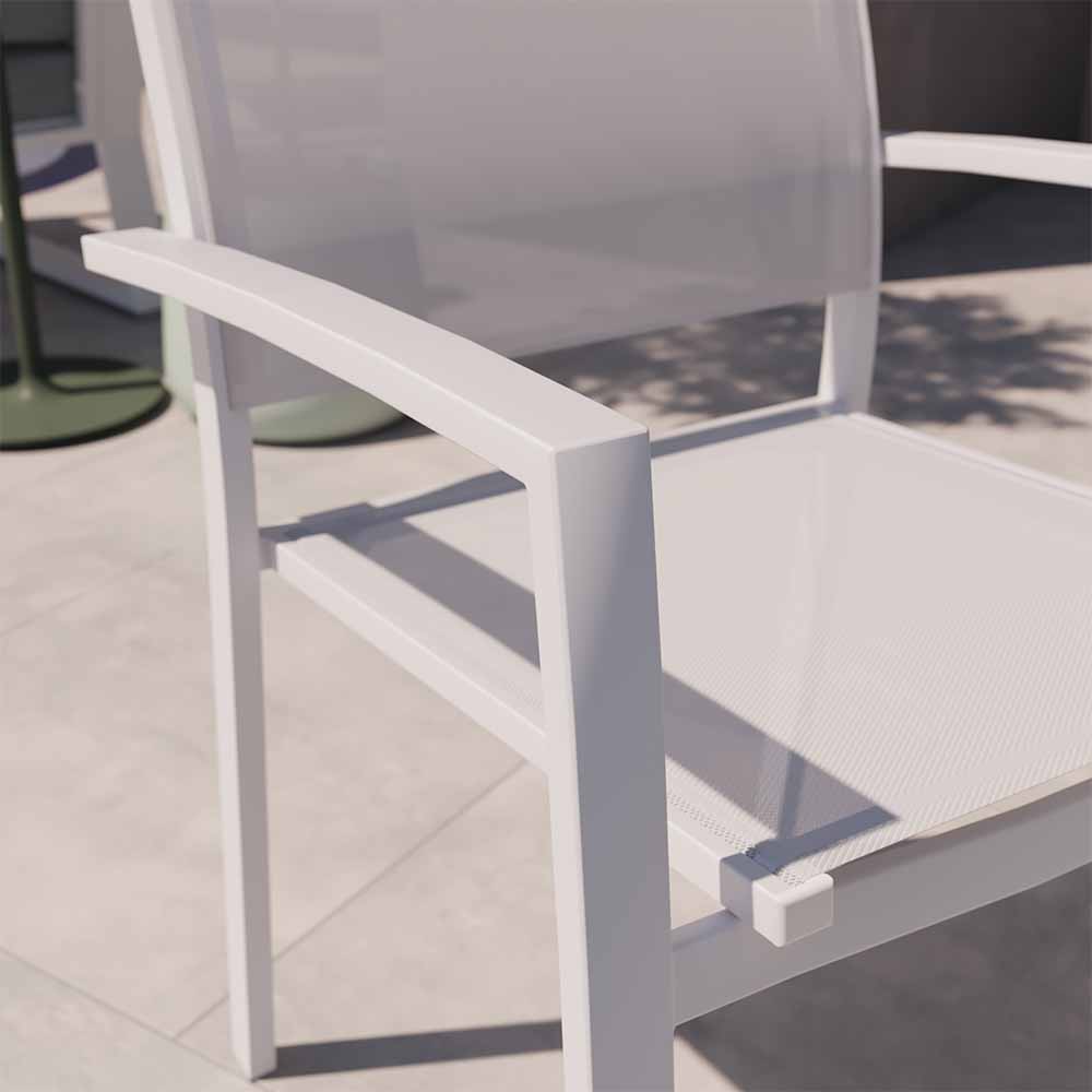 Dining armchair aluminum and textilene white Lyra