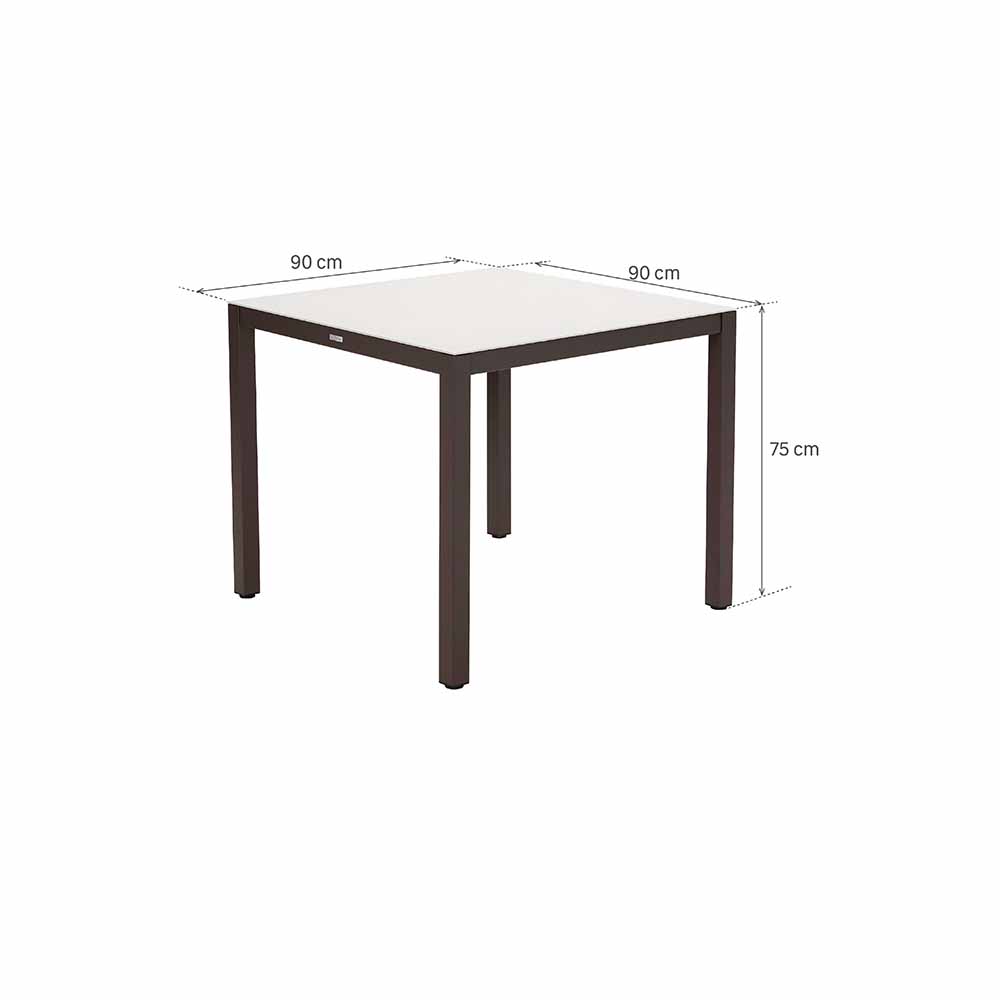 Dining table fix aluminum and glass 4 seaters mocha Lyra