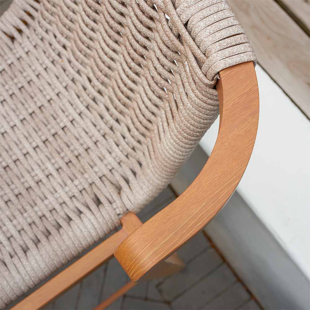 High dining stool aluminum wicker wood effect Gaia