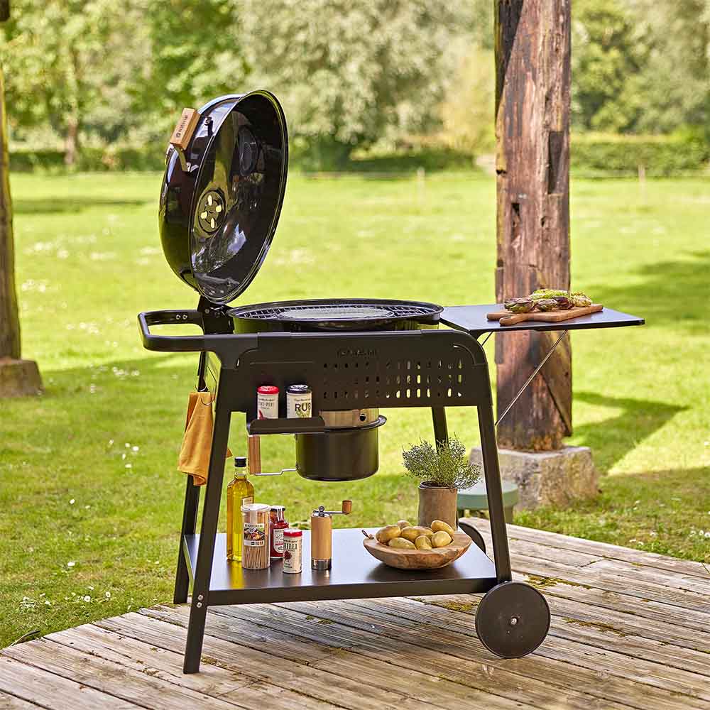Charcoal barbecue with trolley and tablets Phoenix Gamma black
