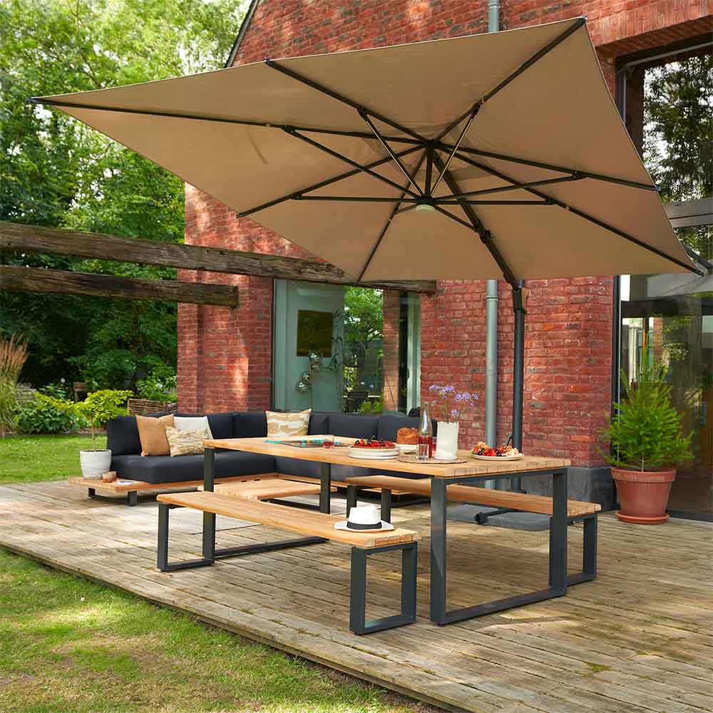 Bench teak aluminum 3 seaters anthracite Sirokos