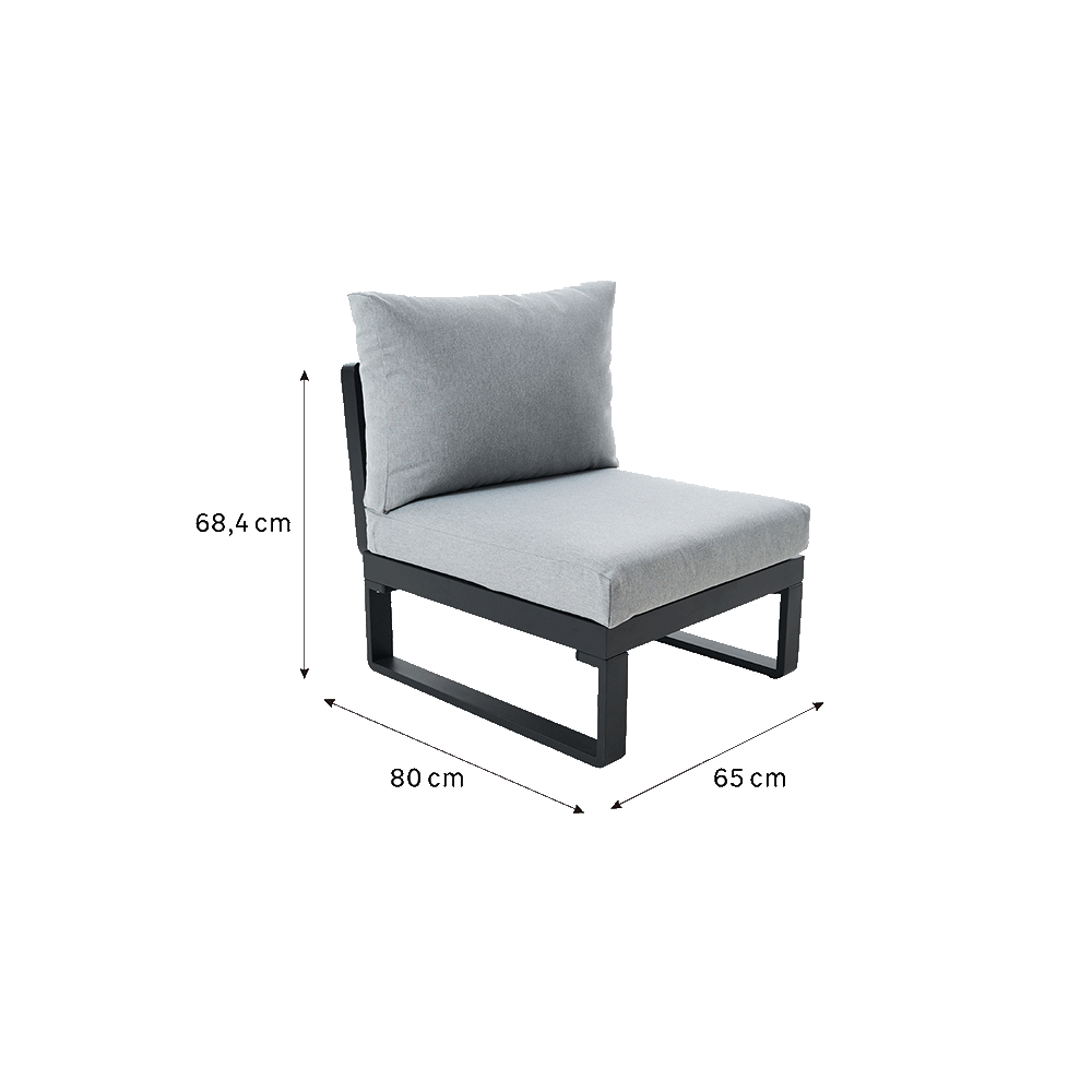 Modular armchair teak aluminum 1 seater anthracite Persea