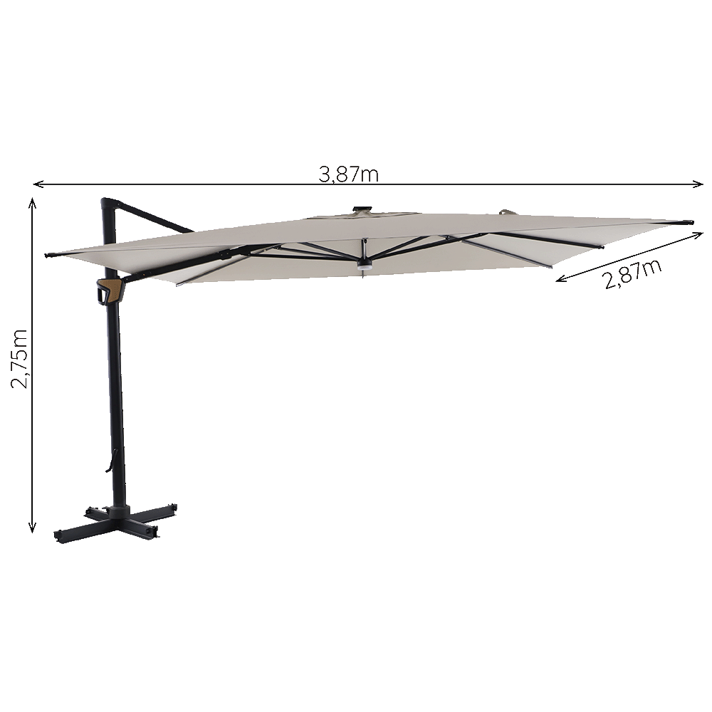 Umbrella parasol led rectangular parasol 400x300cm acrylic Odyssea Premium