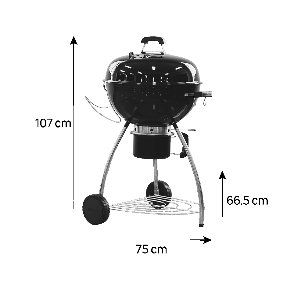 Charcoal barbecue with trolley diameter 57 cm Phoenix Beta III black