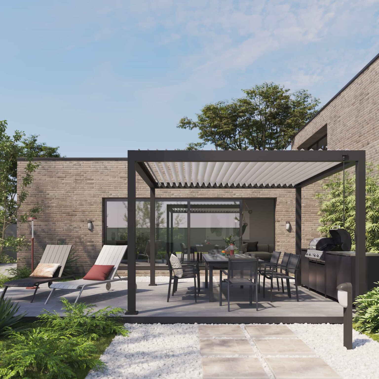 Bioclimatic freestanding manual aluminum pergola Clima Astra