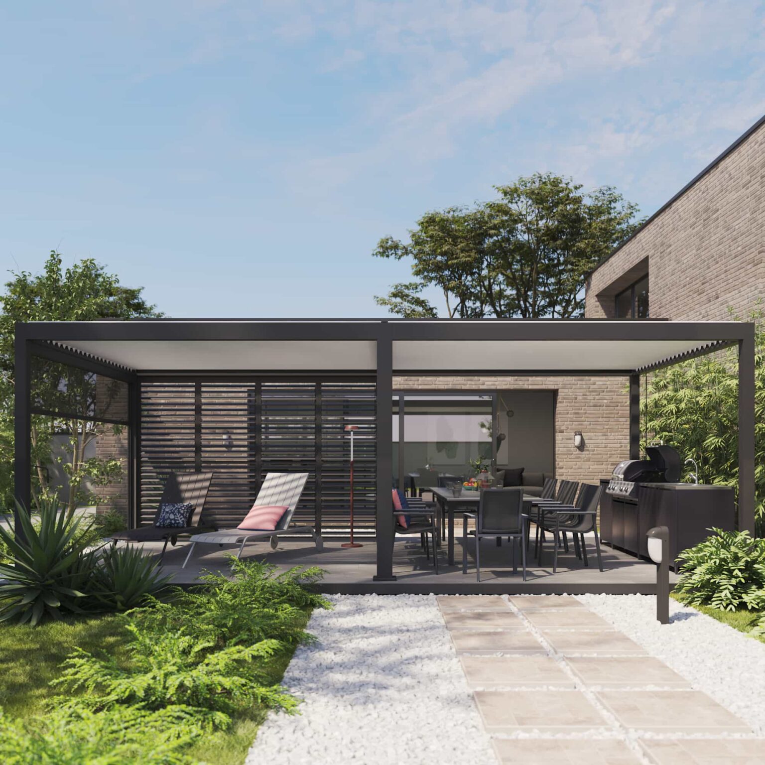 Bioclimatic freestanding manual aluminum pergola Clima Astra