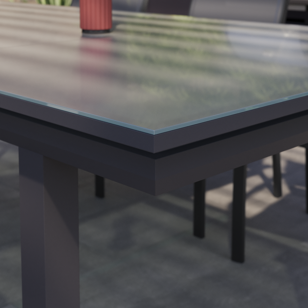 Extendable garden table aluminum and glass Odyssea 12-seater, anthracite