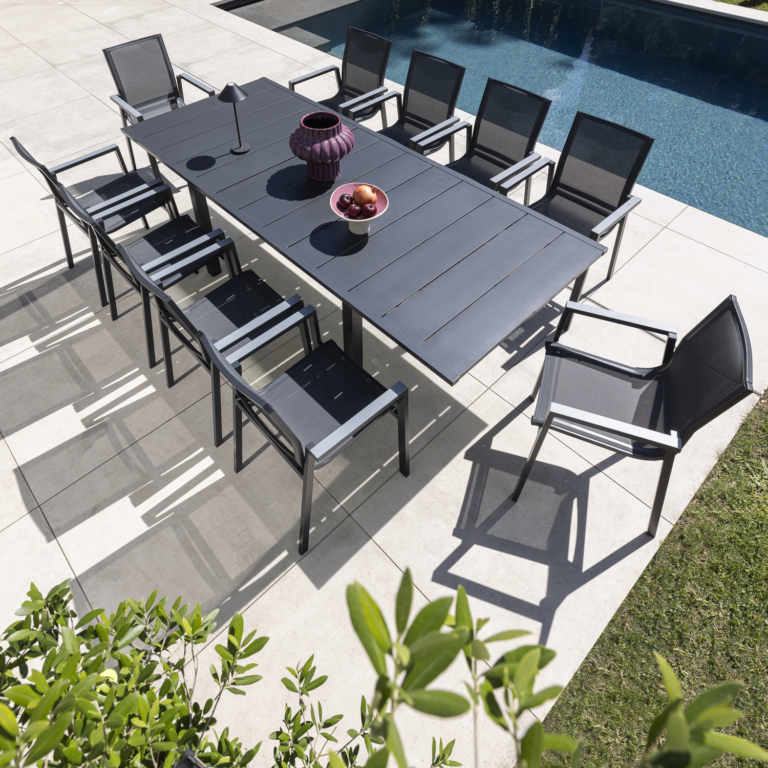 Extendable garden table full aluminum Odyssea 10-seater, anthracite