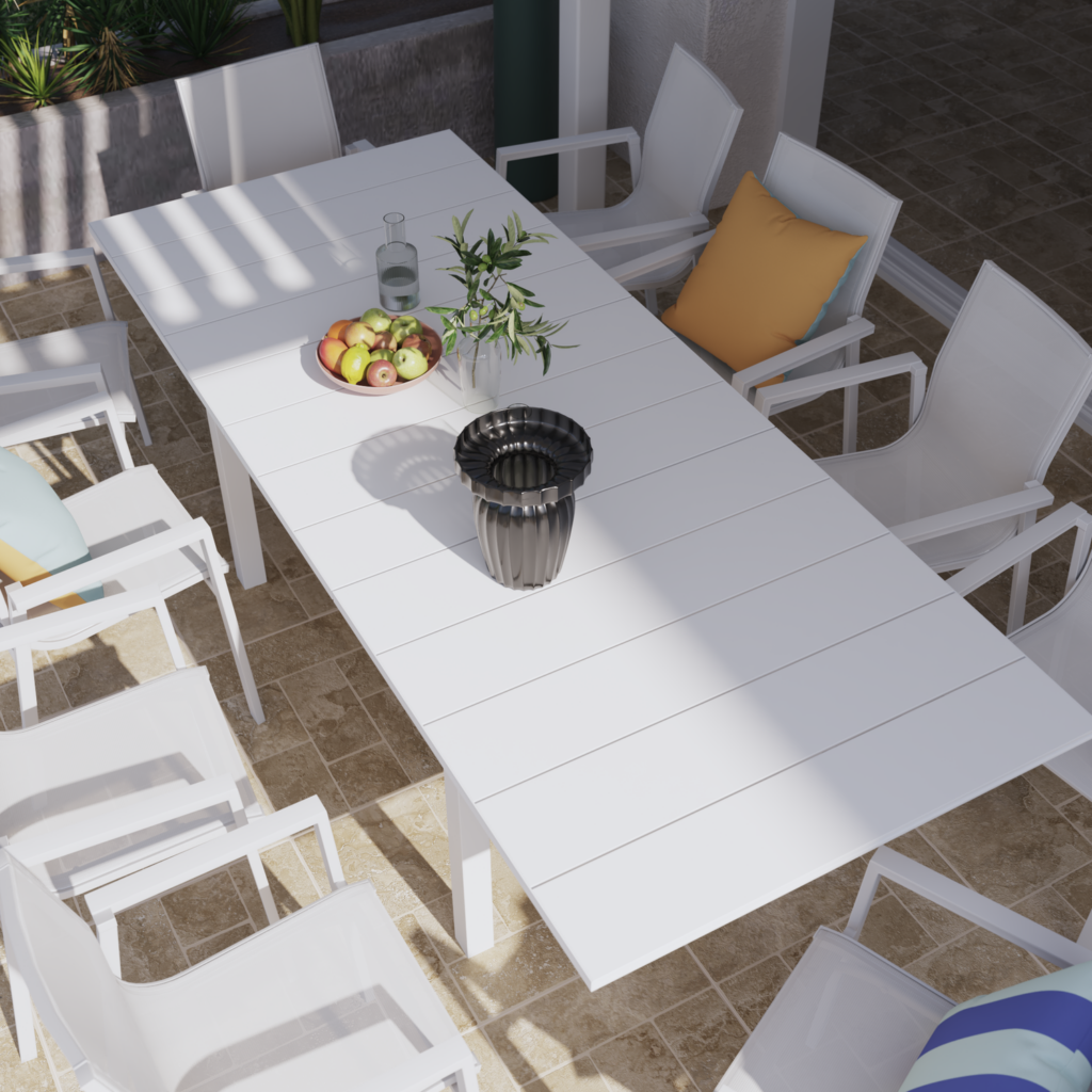 Extendable garden table full aluminum Odyssea 10-seater, white