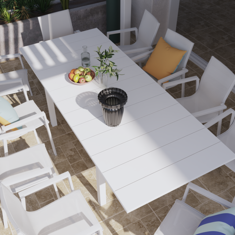 Extendable garden table full aluminum Odyssea 10-seater, white