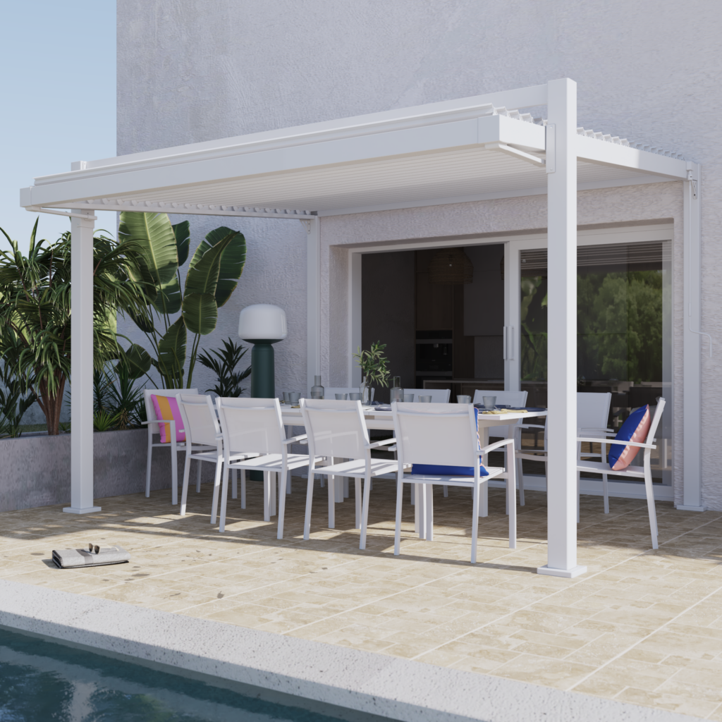 Extendable garden table full aluminum Odyssea 10-seater, white