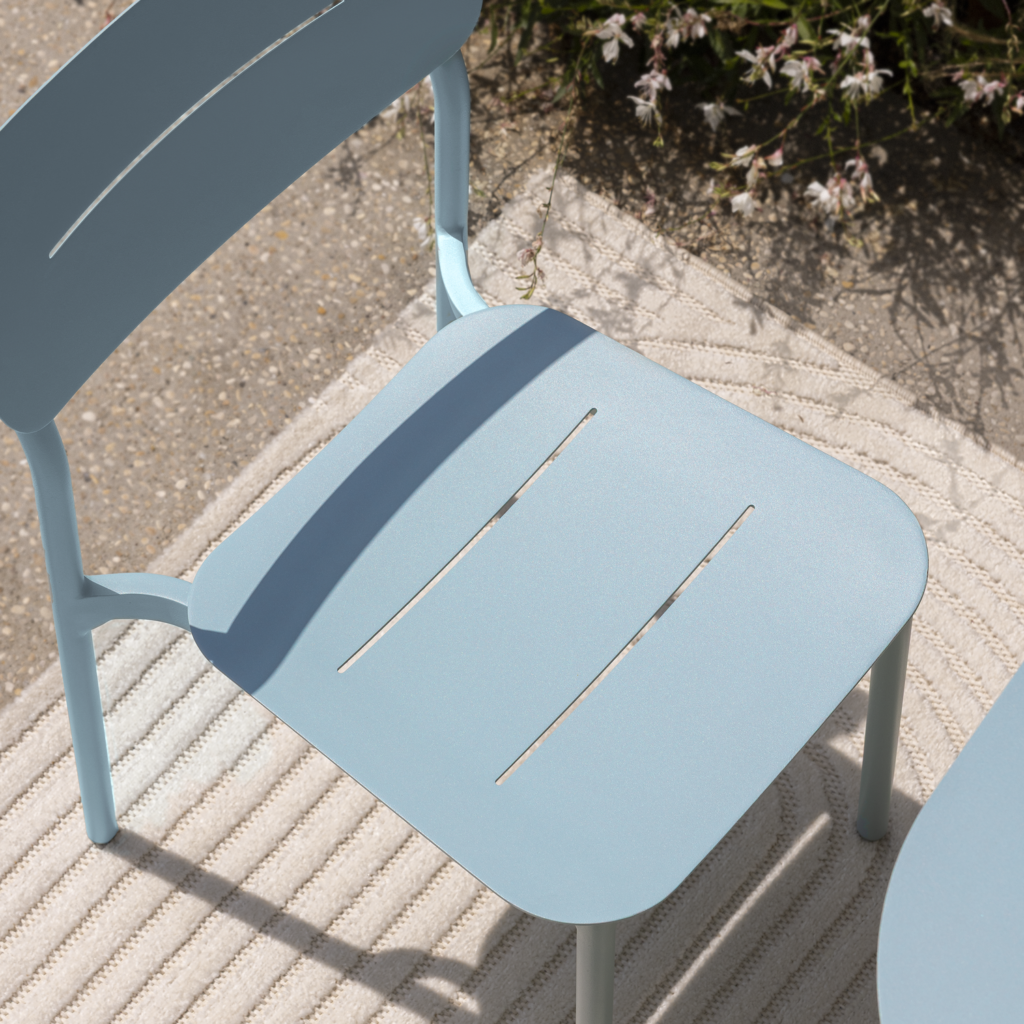 Garden chair stackable aluminum Anafi 1-seater, blue