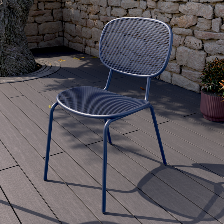 Garden chair stackable steel Ikaros 1-seater, blue
