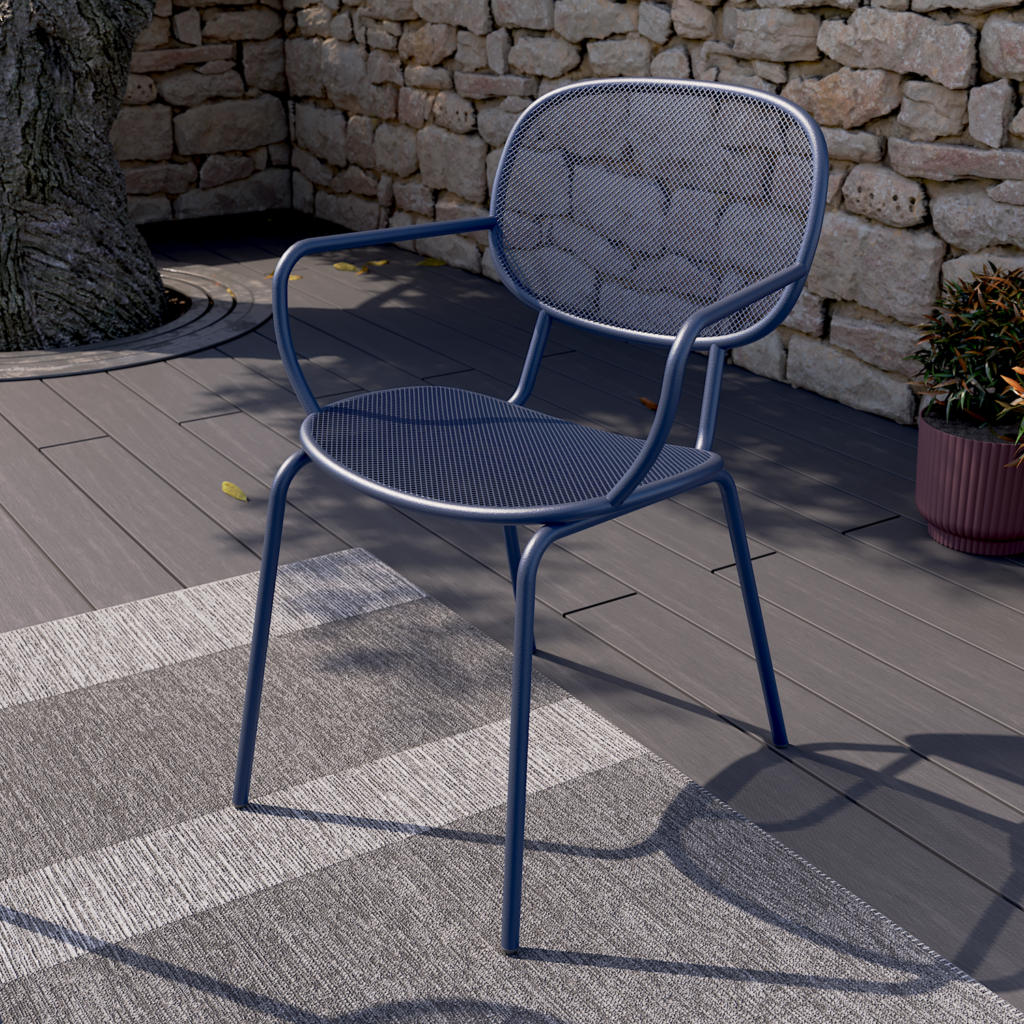 Garden chair stackable steel Ikaros 1-seater, blue