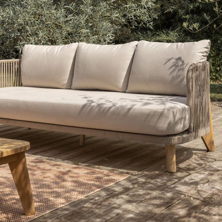 Garden sofa teak aluminum Livas 3-seater, beige