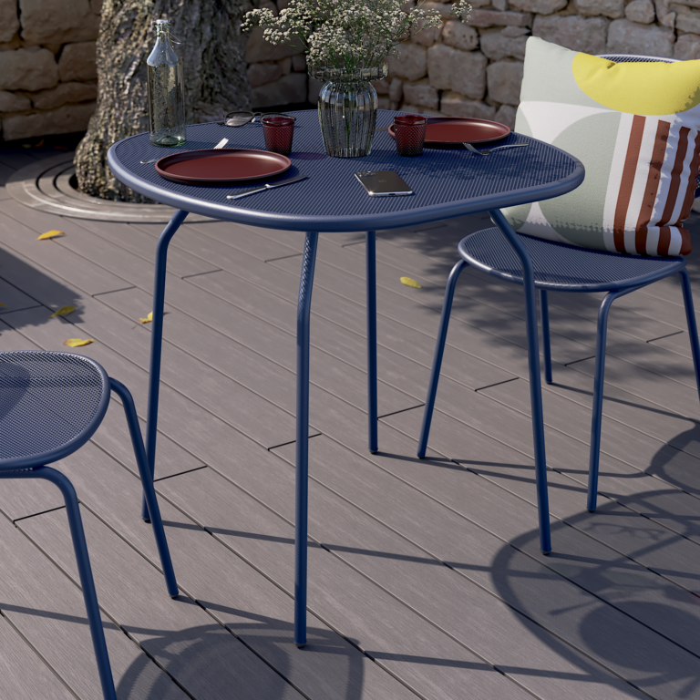 Garden table steel Ikaros 2-seater, blue