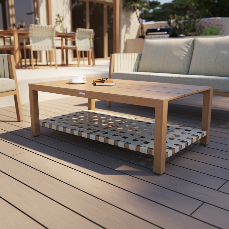 Low coffee table aluminum Okinawa 71x120 cm, beige