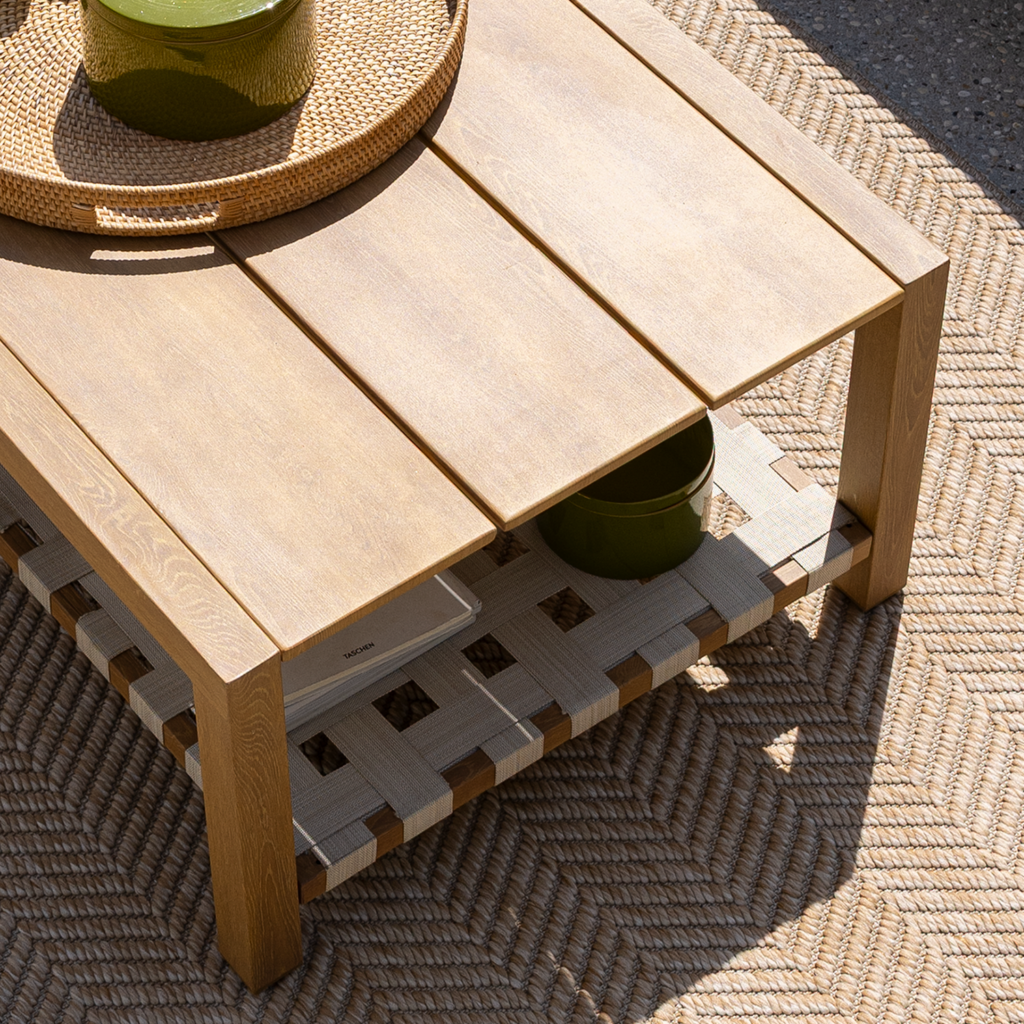 Low coffee table aluminum Okinawa 71x120 cm, beige