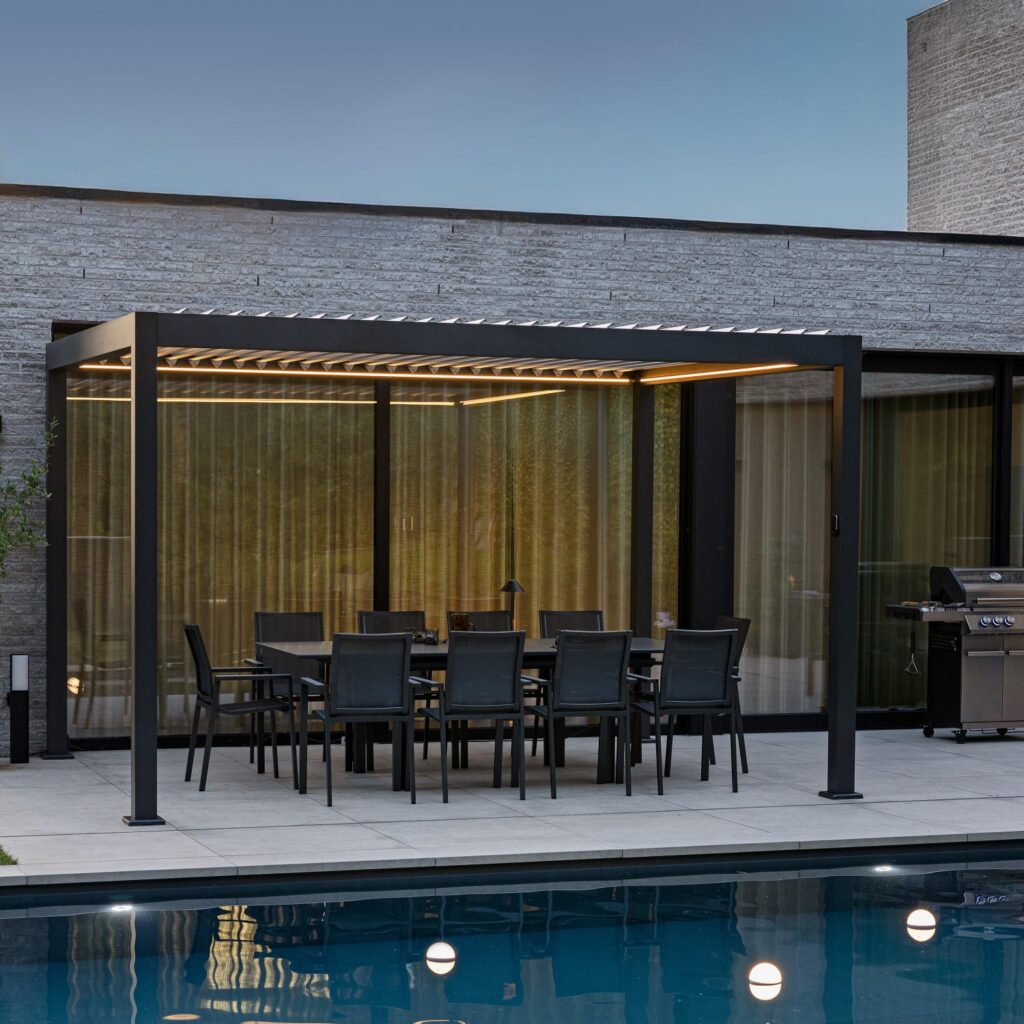 Motorized bioclimatic pergola aluminum Clima Astra 300x393 cm, anthracite