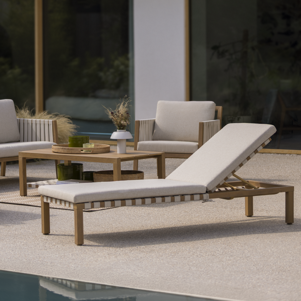 Multi-position transat aluminum wide straps Okinawa 1-seater, beige