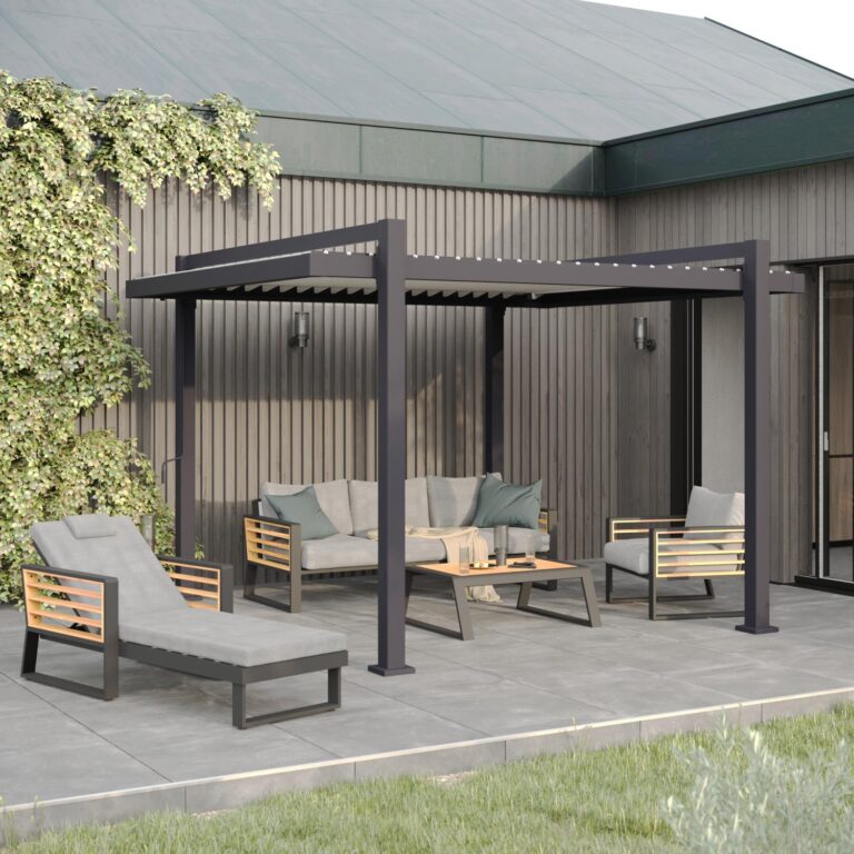 Multi-position transat teak aluminum Ionis 1-seater, anthracite