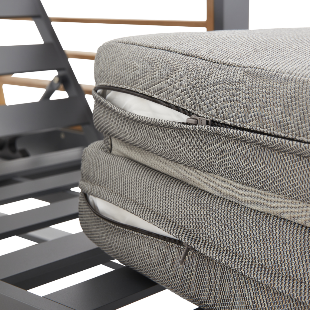 Multi-position transat teak aluminum Ionis 1-seater, anthracite