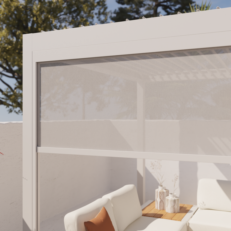 Side screen for bioclimatic pergola aluminum Clima Astra 10,6x370,8 cm, white