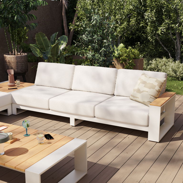 Sofa module 3 seater garden lounge set teak aluminum Rafi